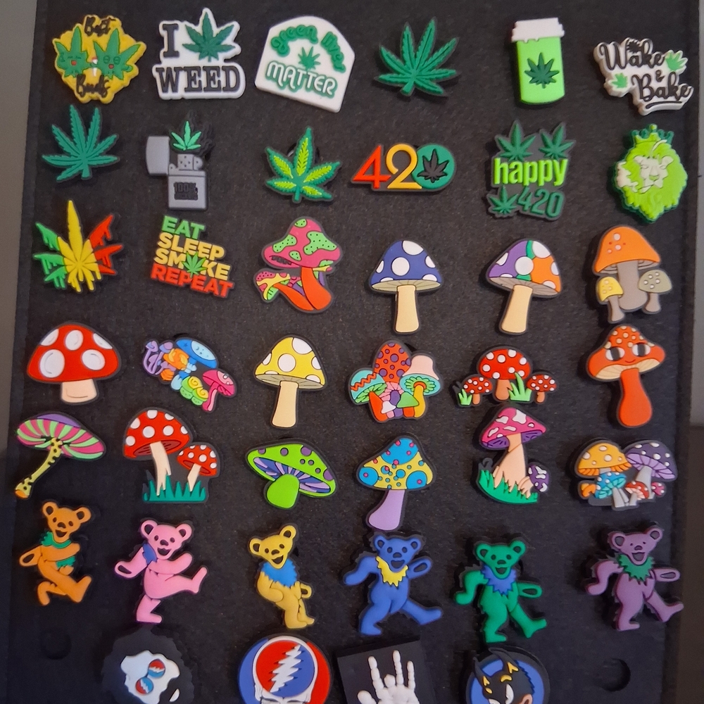 Weed, Mushroom & Grateful Dead Croc Jibbitz 40 Piece Set